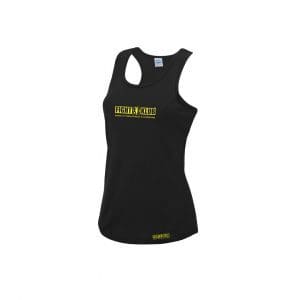 Black Racer Back Vest with yellow Fight Klub Logo on front
