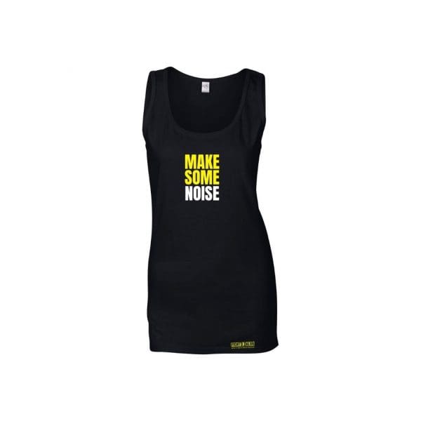 Black Tanktop Vest with Make Some Noise text on the front